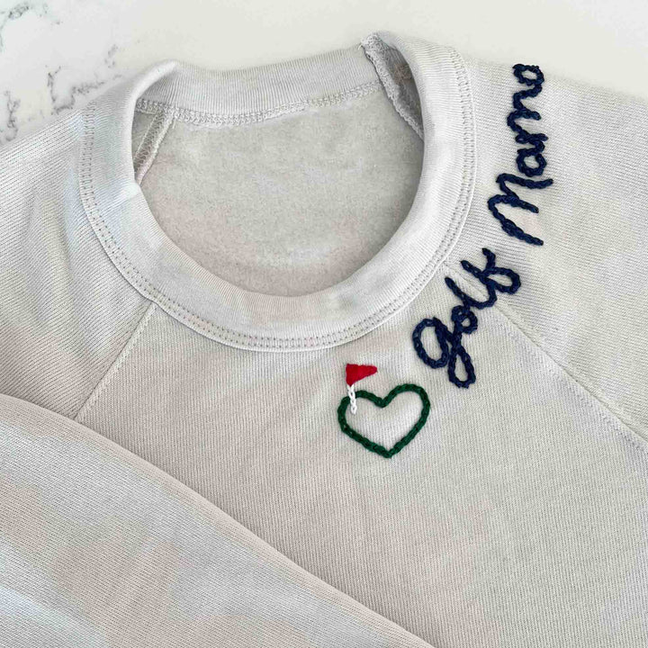 Baseball  Mama Embroidery Sleeve Crewneck Sweatshirt