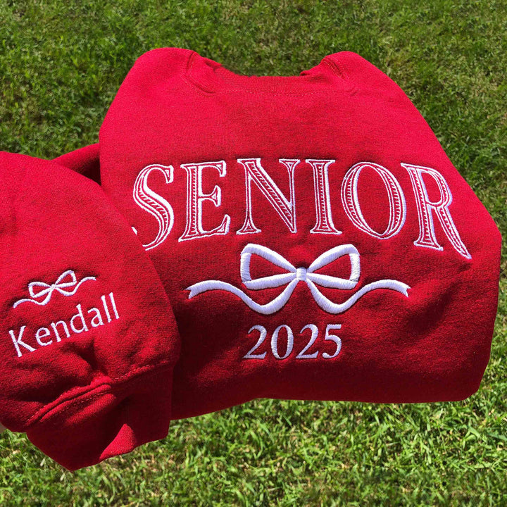 Embroidered Senior Coquette Bow Sweatshirt