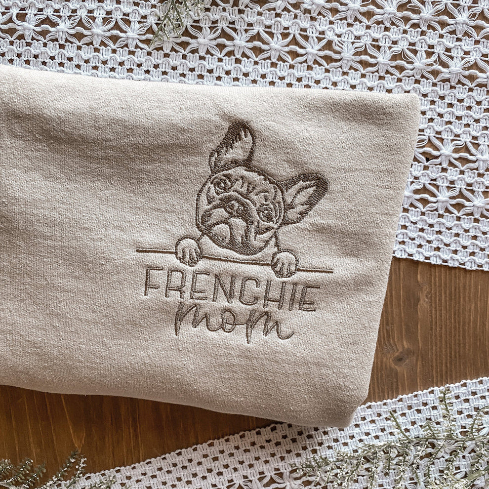 Embroidered Pet Portrait Sweatshirt Hoodie With Pet Name Christmas Gift For Dog Mom Pet Lovers