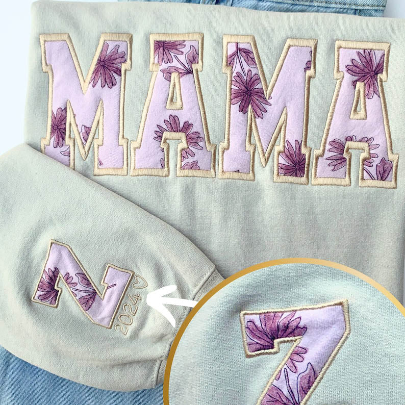 MAMA Keepsake Sweatshirt with Baby Clothes Keepsake Idea Custom Mothers Day Gift Personalized Gift Idea for Grandma Baby Outfit Mom Gift