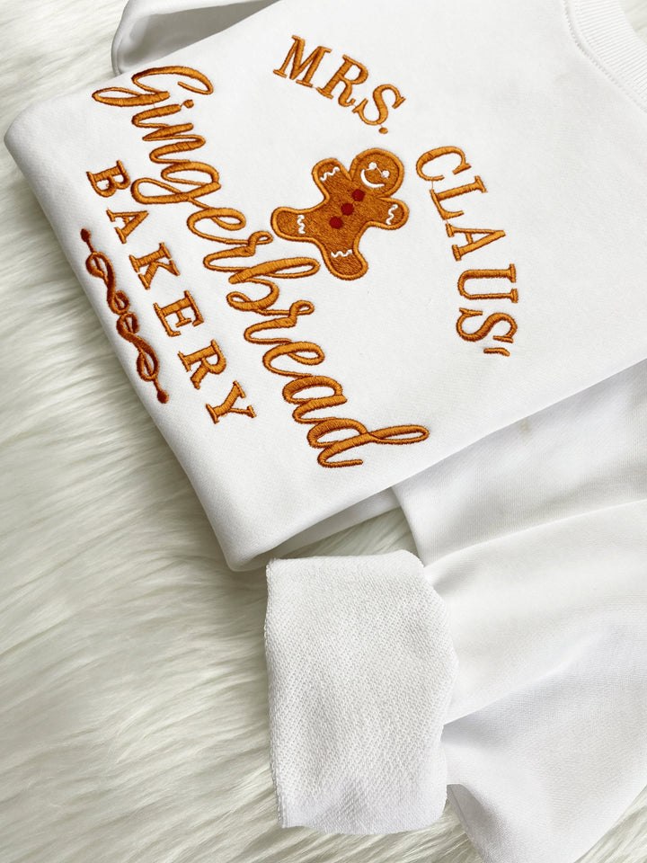 Mrs. Claus Gingerbread Embroidered Sweatshirt