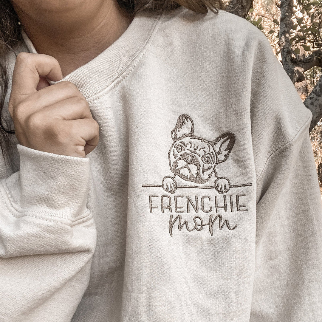 Embroidered Pet Portrait Sweatshirt Hoodie With Pet Name Christmas Gift For Dog Mom Pet Lovers
