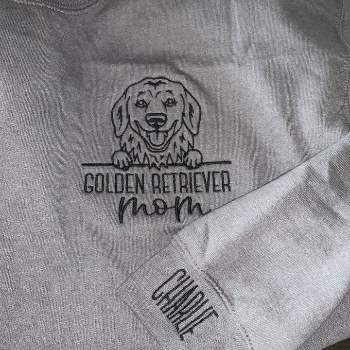 Embroidered Pet Portrait Sweatshirt Hoodie With Pet Name Christmas Gift For Dog Mom Pet Lovers