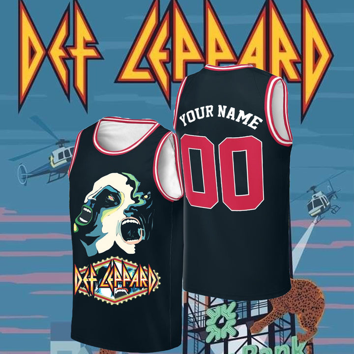 Customize with the Def Leppard band name and numbers basketball  Jersey