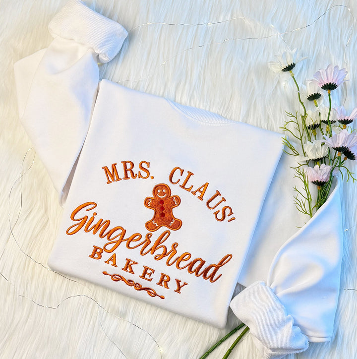 Mrs. Claus Gingerbread Embroidered Sweatshirt