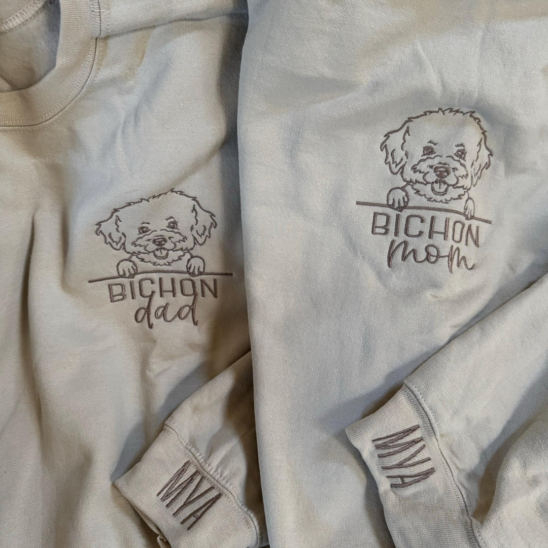 Embroidered Pet Portrait Sweatshirt Hoodie With Pet Name Christmas Gift For Dog Mom Pet Lovers