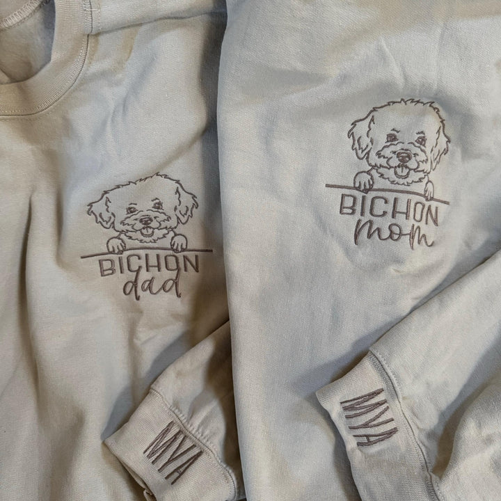 Embroidered Pet Portrait Sweatshirt Hoodie With Pet Name Christmas Gift For Dog Mom Pet Lovers