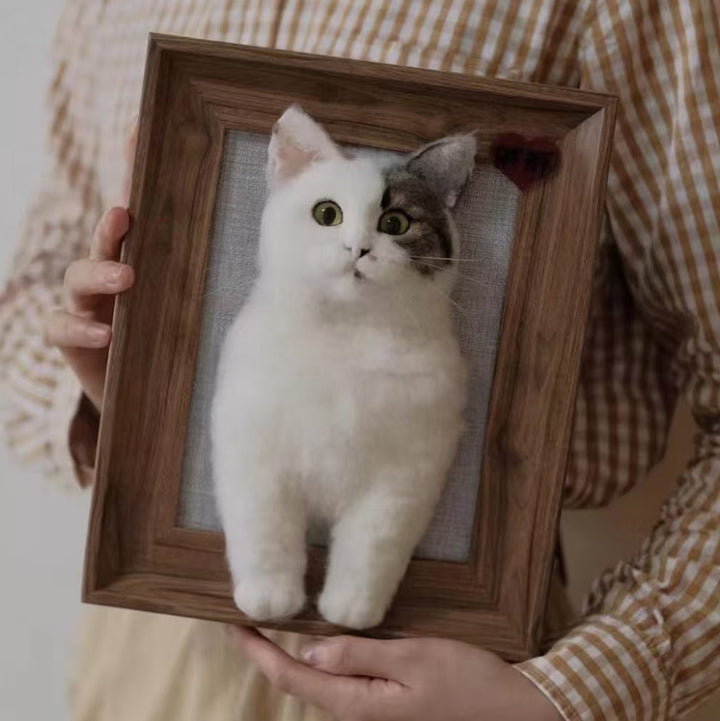 Handmade Cat Wool Felt Frame - Personalized Pet 3D Portrait