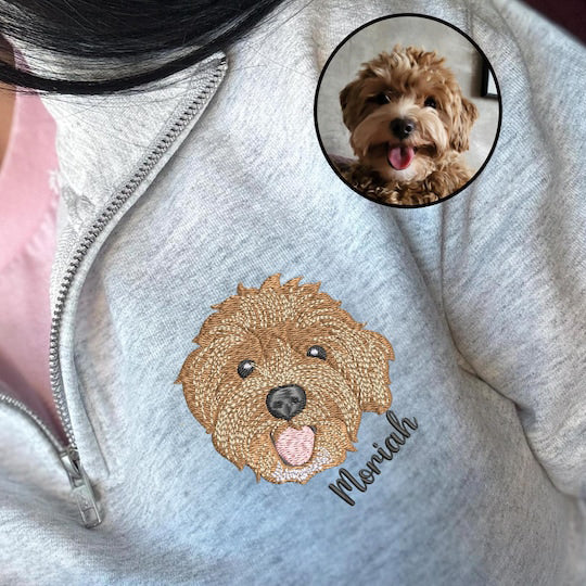 Custom EMBROIDERED Pet Quarter Zip Sweatshirt