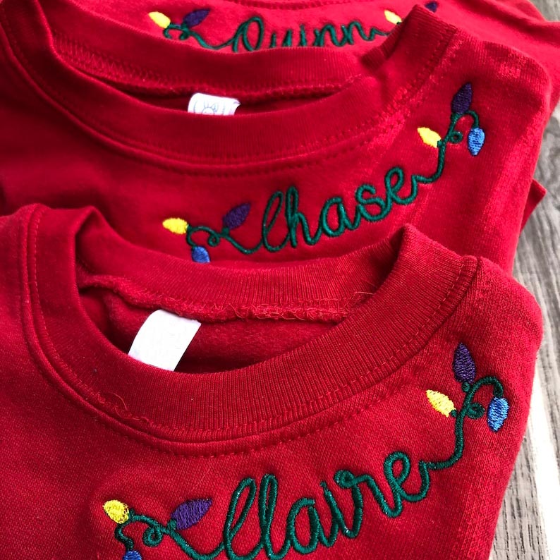 Besticktes Weihnachts-Sweatshirt für Erwachsene / Monogramm-Weihnachtsshirt