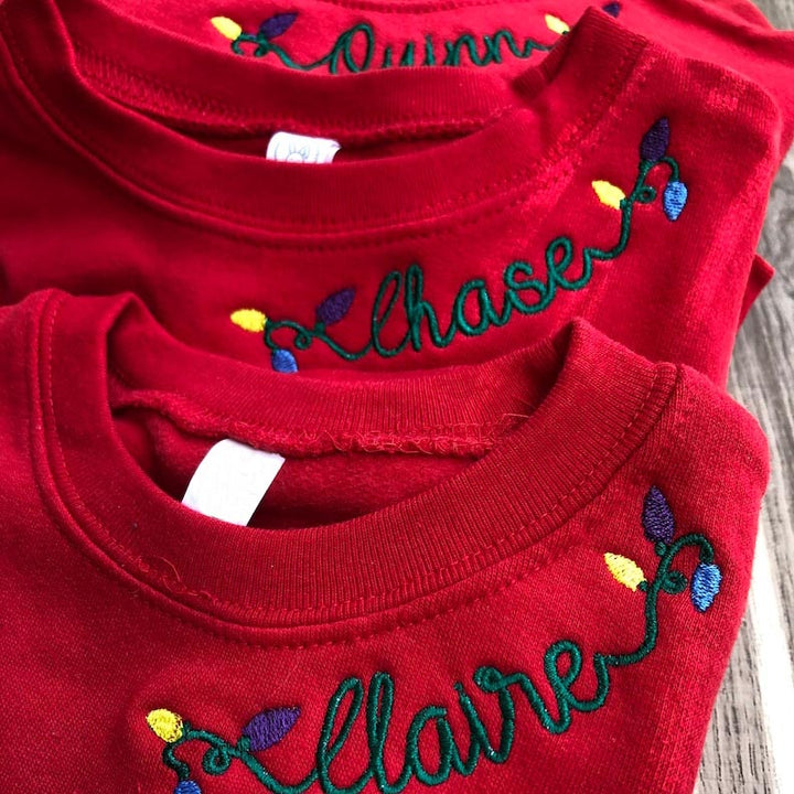 Besticktes Weihnachts-Sweatshirt für Erwachsene / Monogramm-Weihnachtsshirt