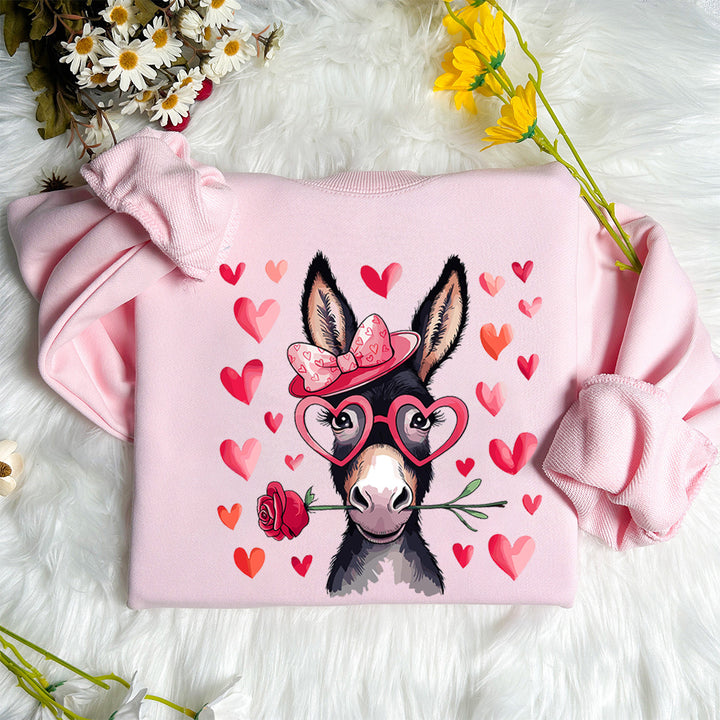 Valentines Day Sublimation Donkey Design Sweatshirt