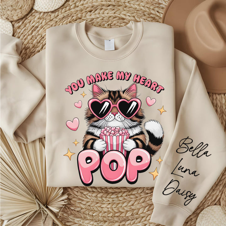 Du bringst mein Herz zum Knallen, Katzen-Valentinstag-Sweatshirt