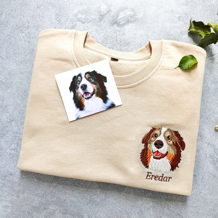 Aangepast geborduurd hondenportret sweatshirt,  huisdier Memorial Gift