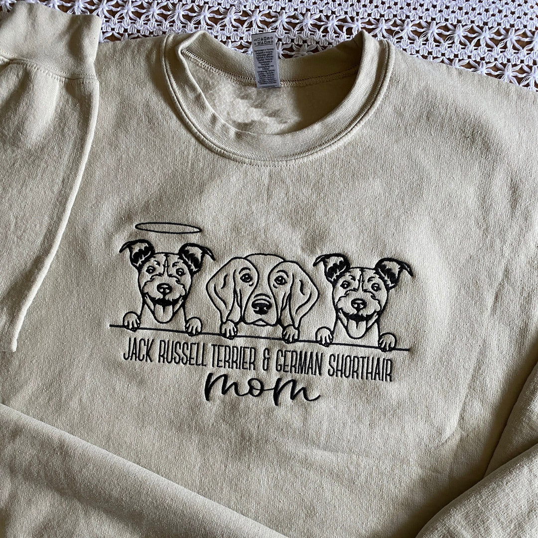 Embroidered Pet Portrait Sweatshirt Hoodie With Pet Name Christmas Gift For Dog Mom Pet Lovers