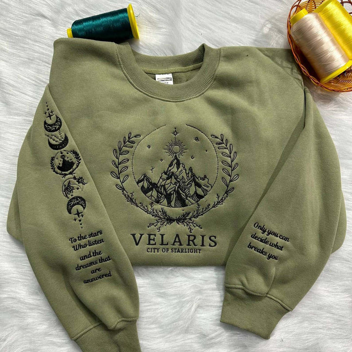 Velaris Embroidered Sweatshirt,Velaris City Of Starlight Embroidered Hoodie