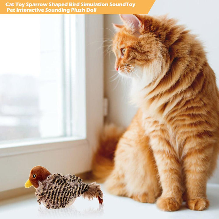 Interactive Cat Toy Plush Sparrow With Realistic Bird Sounds