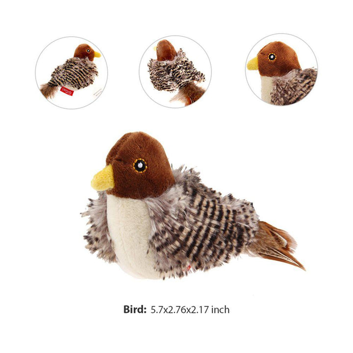 Interactive Cat Toy Plush Sparrow With Realistic Bird Sounds
