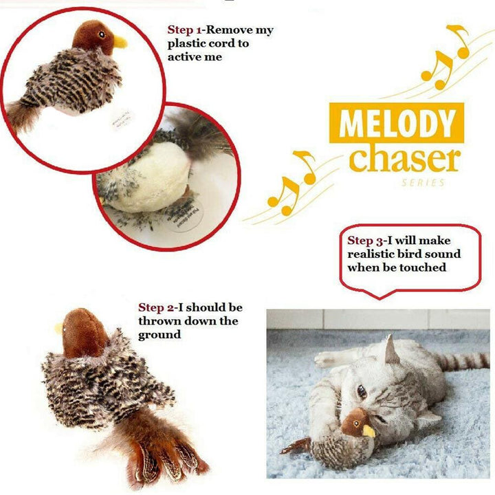 Interactive Cat Toy Plush Sparrow With Realistic Bird Sounds
