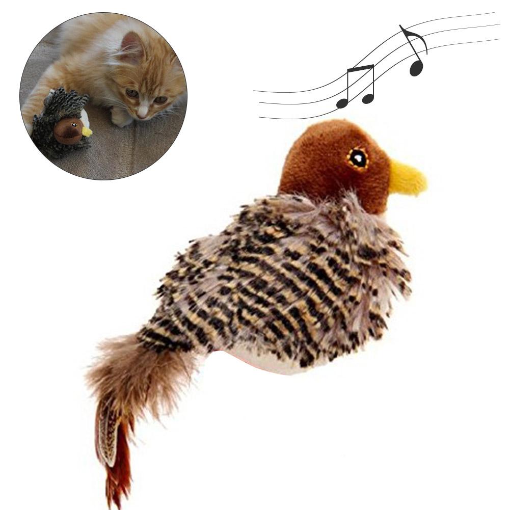 Interactive Cat Toy Plush Sparrow With Realistic Bird Sounds