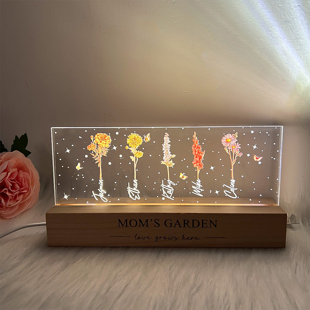 Birth Month Flower Personalized LED Night Light