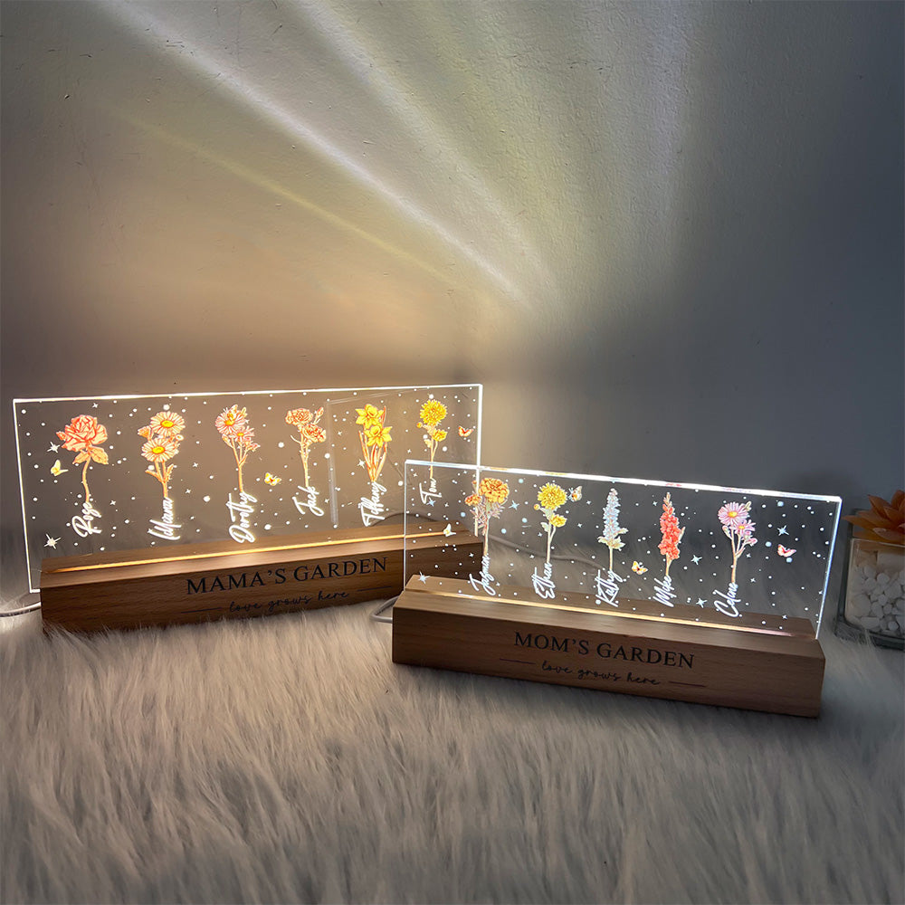 Birth Month Flower Personalized LED Night Light