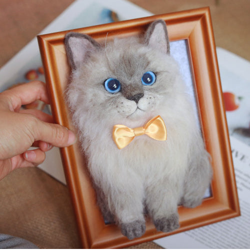 Handmade Cat Wool Felt Frame - Personalized Pet 3D Portrait