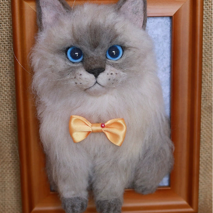 Handmade Cat Wool Felt Frame - Personalized Pet 3D Portrait