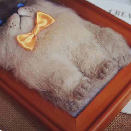 Handmade Cat Wool Felt Frame - Personalized Pet 3D Portrait