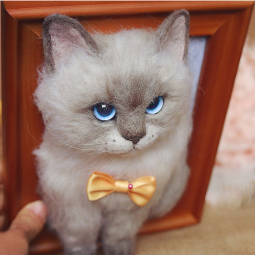 Handmade Cat Wool Felt Frame - Personalized Pet 3D Portrait