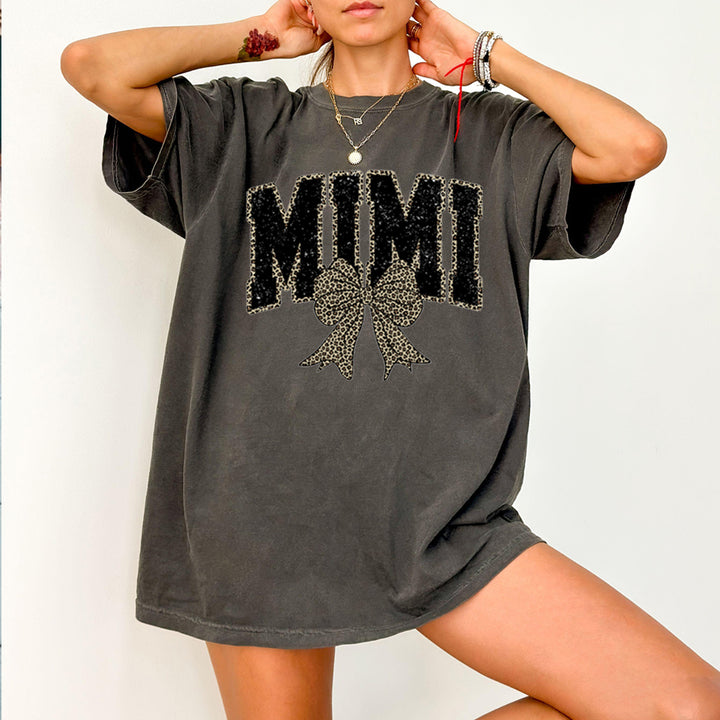 Personalized Mimi Mom Leopard Bow T-Shirt