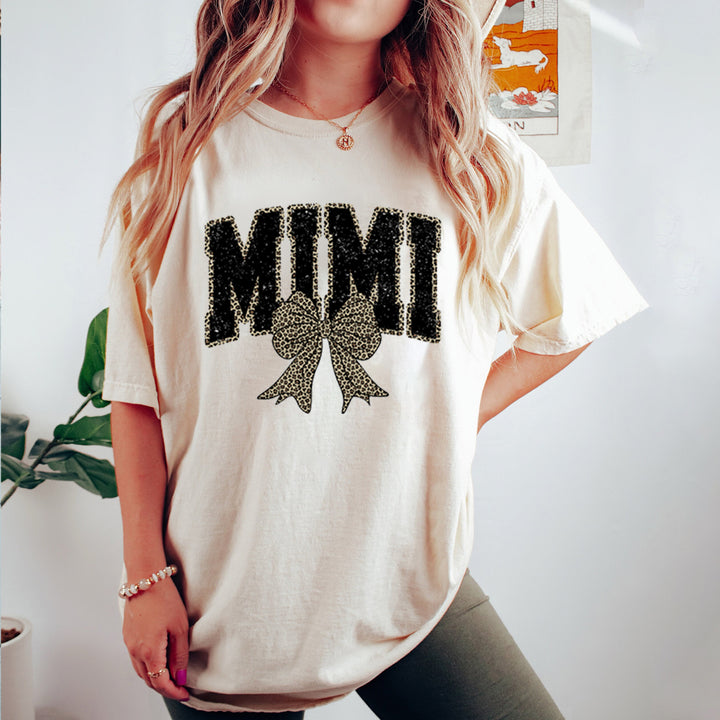 Personalized Mimi Mom Leopard Bow T-Shirt