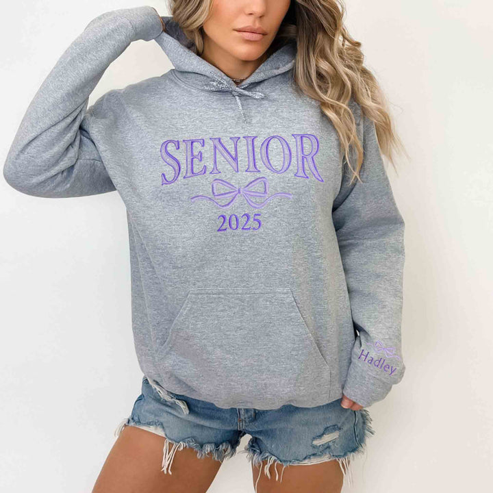 Embroidered Senior Coquette Bow Sweatshirt