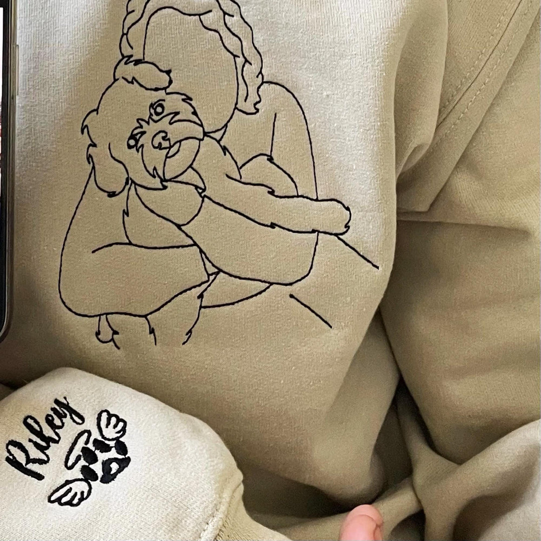 Aangepast hondenportret,Geborduurd sweatshirt