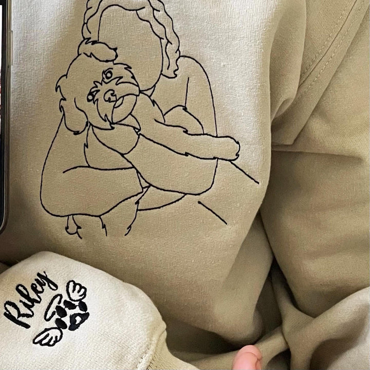 Aangepast hondenportret,Geborduurd sweatshirt