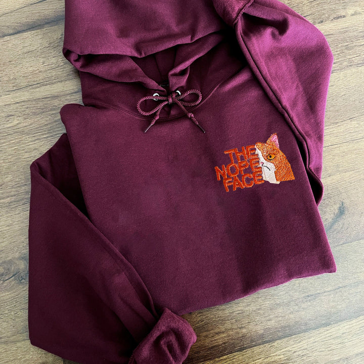 Nope Face Cat Embroidered Sweatshirt