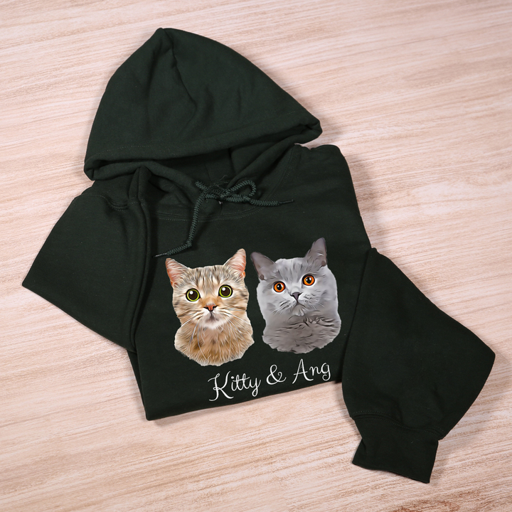 Personalized Cat Hoodie using Pet Portrait and Pet Name