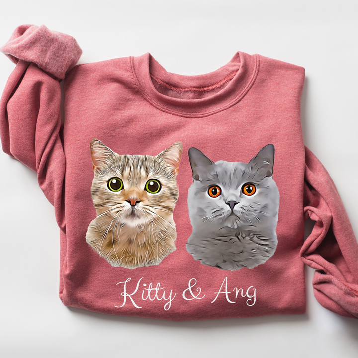 Personalized Cat Hoodie using Pet Portrait and Pet Name