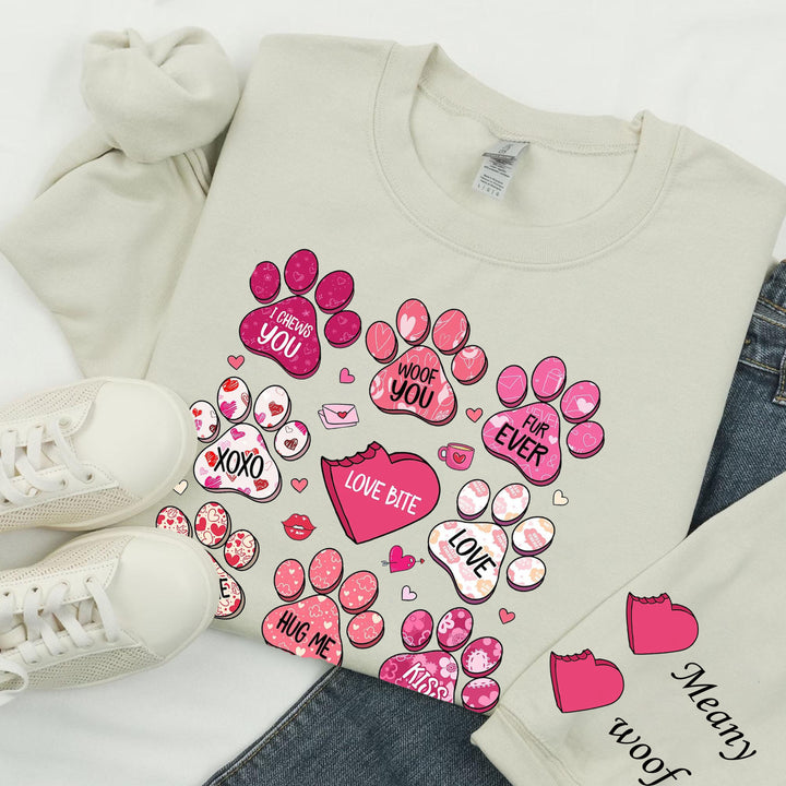 Valentine's Day Png, Dog Paw Print Heart hoodie