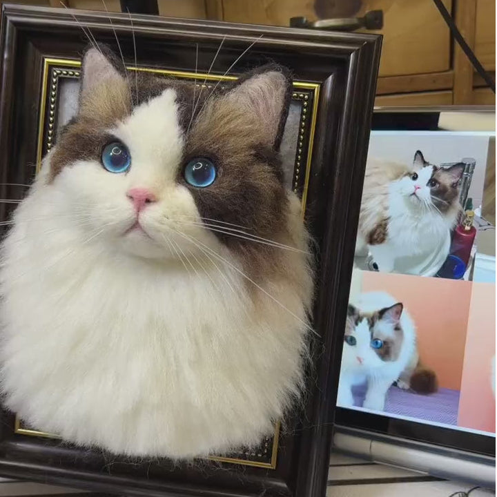 Handmade Cat Wool Felt Frame - Personalized Pet 3D Portrait