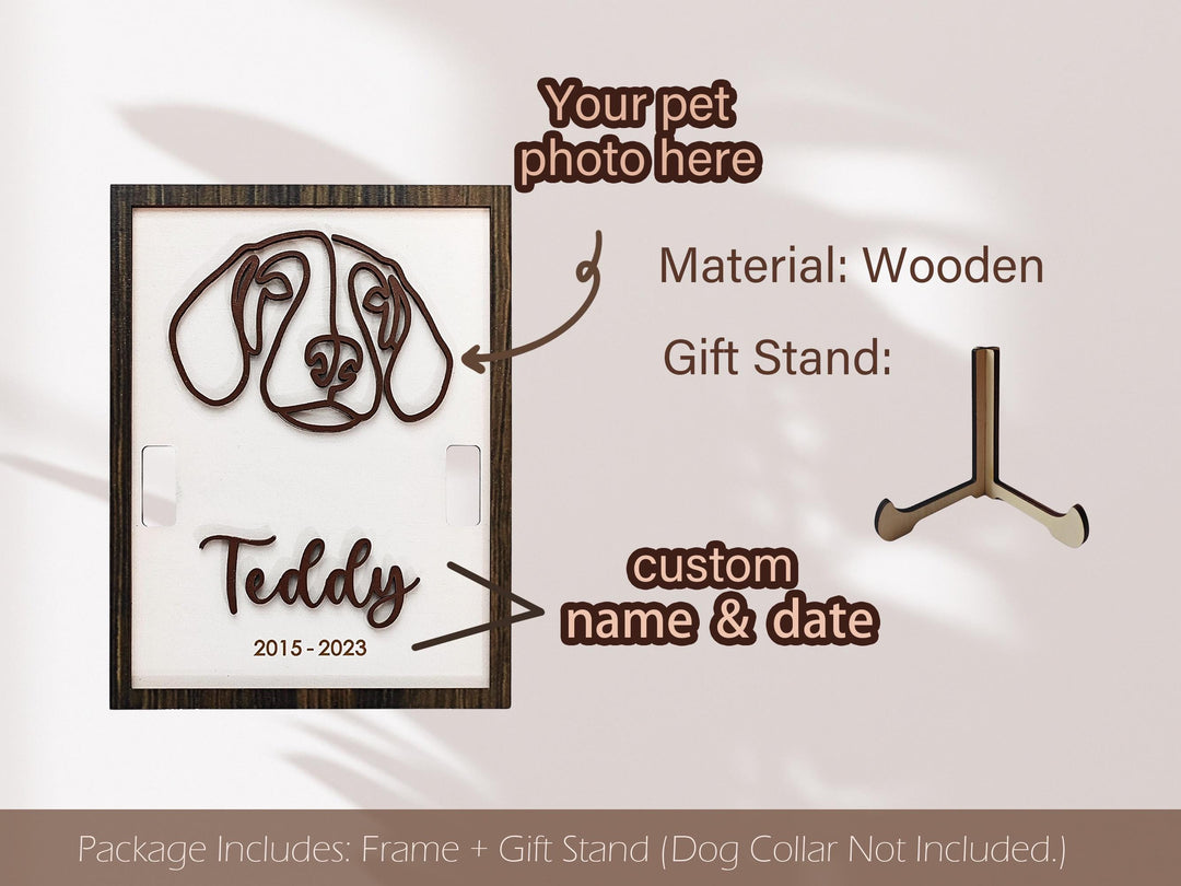Custom Memorial Pet Collar Frame,Personalised one-line Pet Framed Art, Loss Of Dog, Cat Loss Gifts, Pet Collar Holder,Pet Loss Gifts