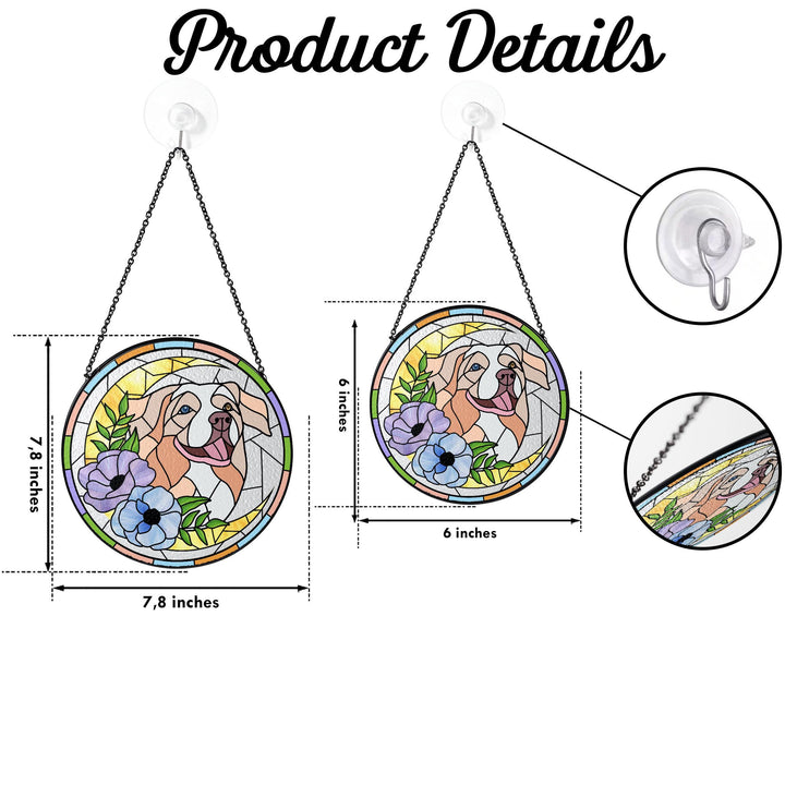 Custom Pet Portrait Glass Suncatcher, Dog Cat Glass Art, Pet Window Hangings
