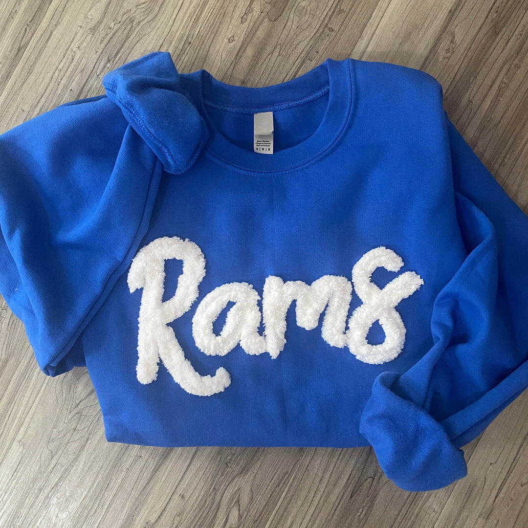 Custom  Chenille Embroidered Sweatshirt, Oversized Team Sweatshirt, Rebs Pullover, School Mascot