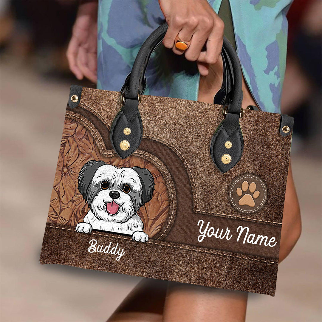 Dog Colorful Personalized Leather Handbag
