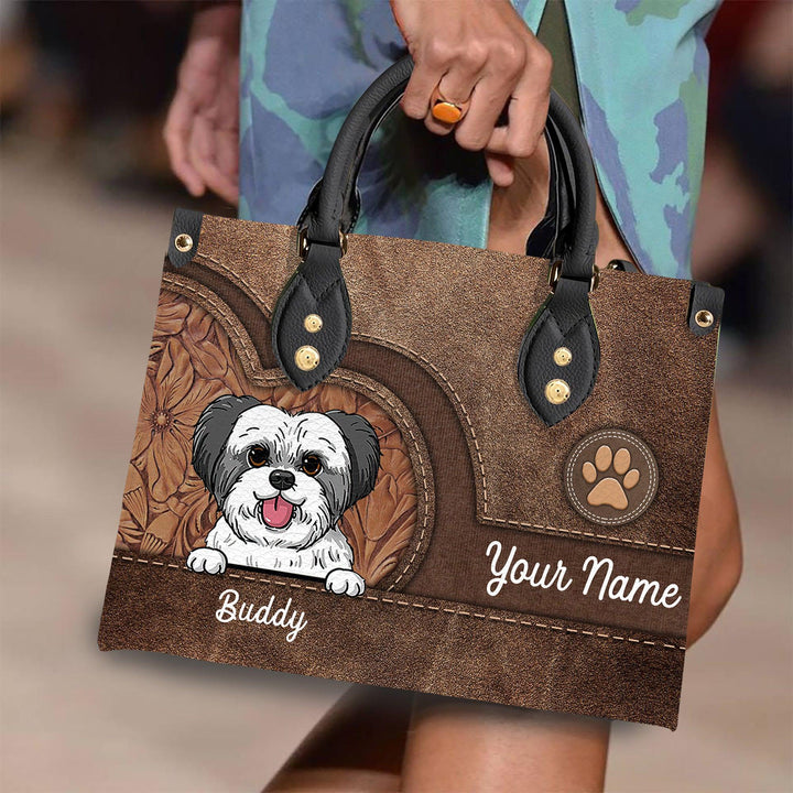 Dog Colorful Personalized Leather Handbag