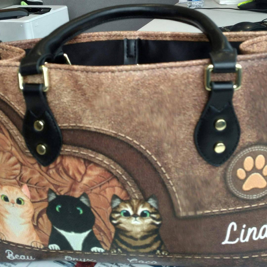 Dog Colorful Personalized Leather Handbag