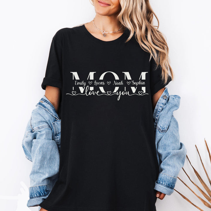 Custom Mom Split Name T-shirt, Mom's gift