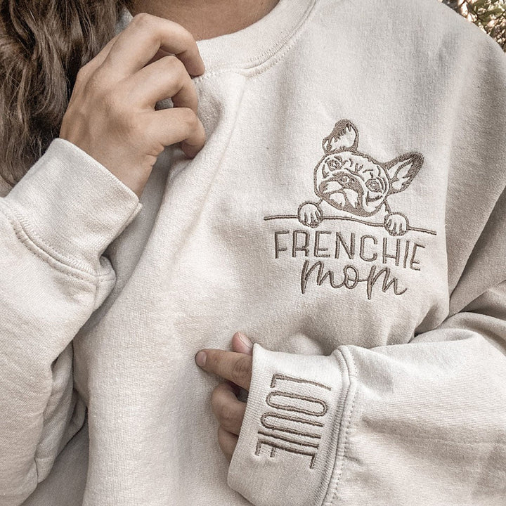 Embroidered Pet Portrait Sweatshirt Hoodie With Pet Name Christmas Gift For Dog Mom Pet Lovers