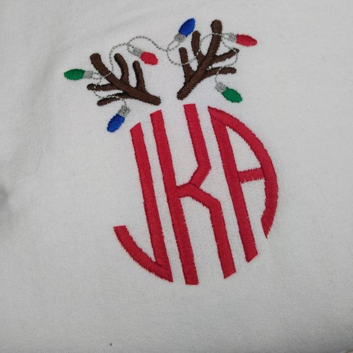 Monogram Reindeer Matching Family Christmas Sweaters