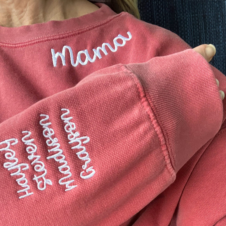 Custom Mama Sweatshirt with Embroidered Grandkids Name